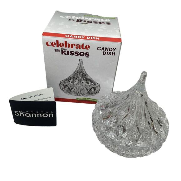 Godinger Crystal Hersheys Kiss 2 Piece Clear Candy Dish Cut Glass 5"x4.5" - Picture 1 of 9